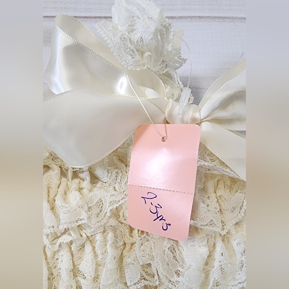 Little Girls Ivory Lace Ruffle Romper Large / 2-3 Years - New With Tags - Picture 5 of 5